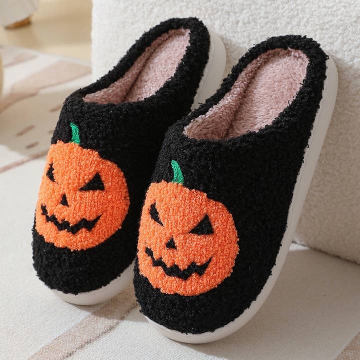 LoveLina – wholesale Slippers – Women's – Halloween Pumpkin Jack o Lantern Slippers - OHAL
