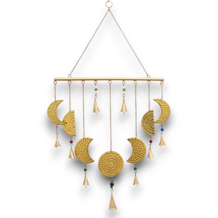Indian Chimes - Brass Moon Phases Chimes - 43x40cm for wholesale by Ancient Wisdom