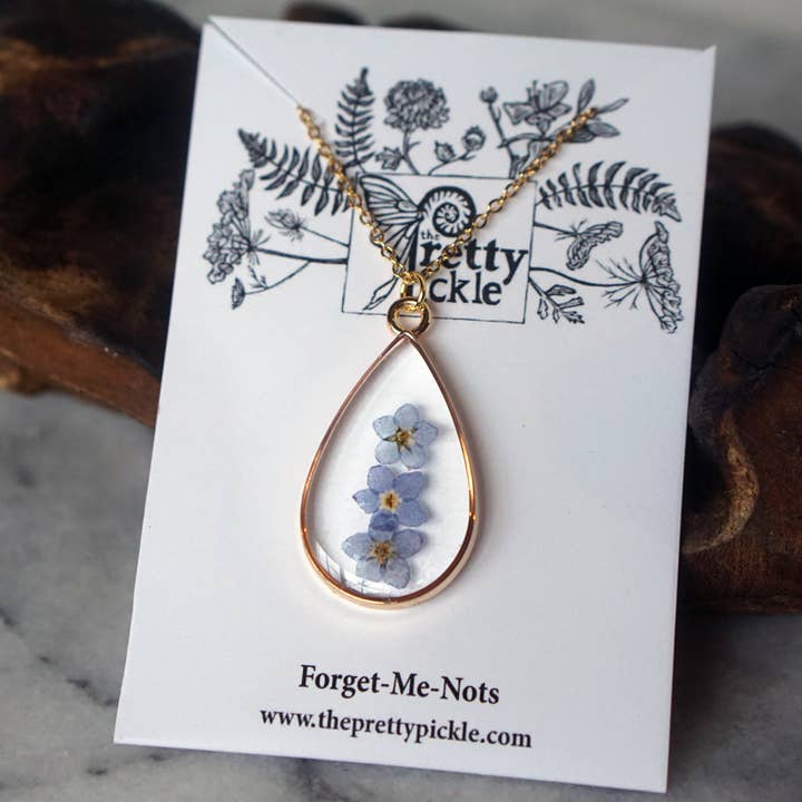 The Pretty Pickle - Wholesale Pendant/Charm Necklace - Forget Me Not Flower Necklace- Gold Plated6