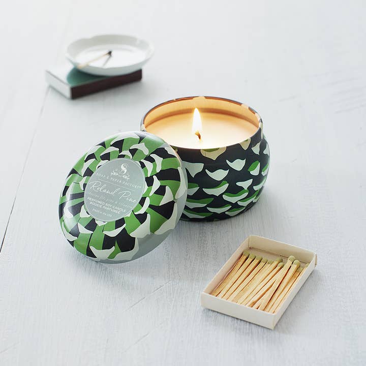 Soap & Paper Factory - Wholesale Travel Candles - Roland Pine Small Tin Soy Candle