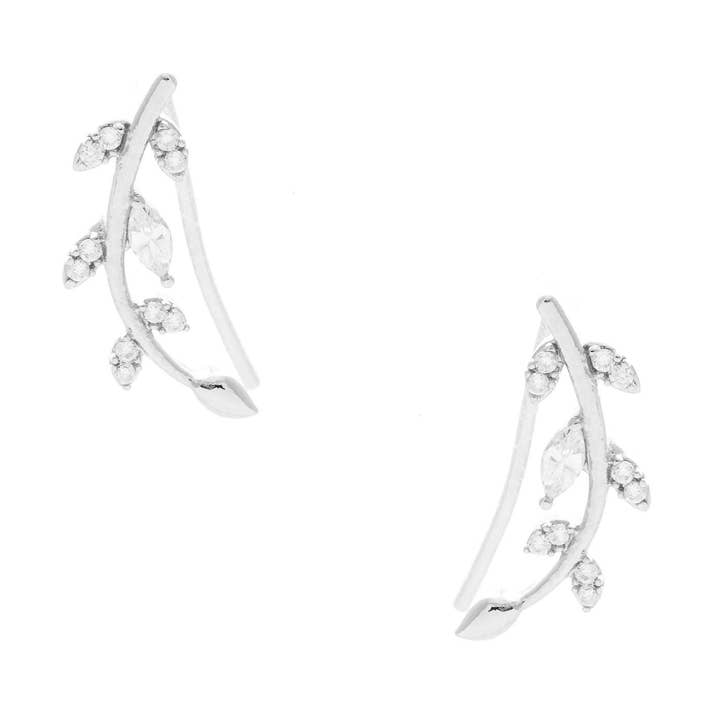 Gold Cubic Marquise Leaf Crawler Earrings for wholesale by OHBOOBA DESIGN