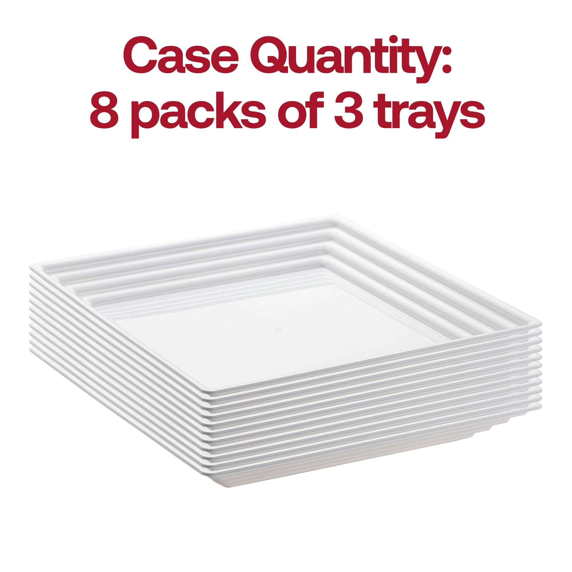 Smarty had a Party - Wholesale Serving Tray - 16" x 16" White Groove Rim Plastic Serving Trays - 24 pcs3