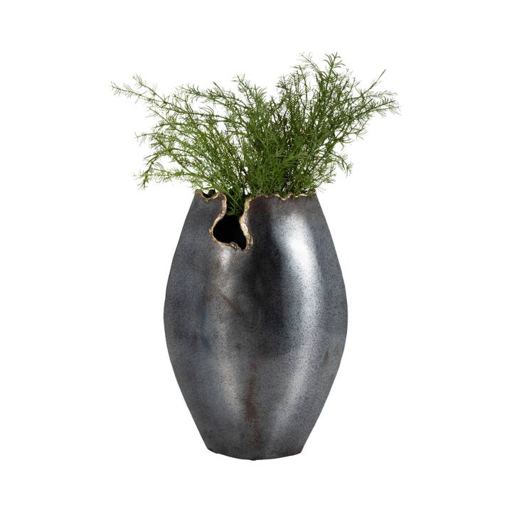 Sagebrook Home - Wholesale Vase - Black 14 in. Metal Round Modern Ombre Chipped Vase