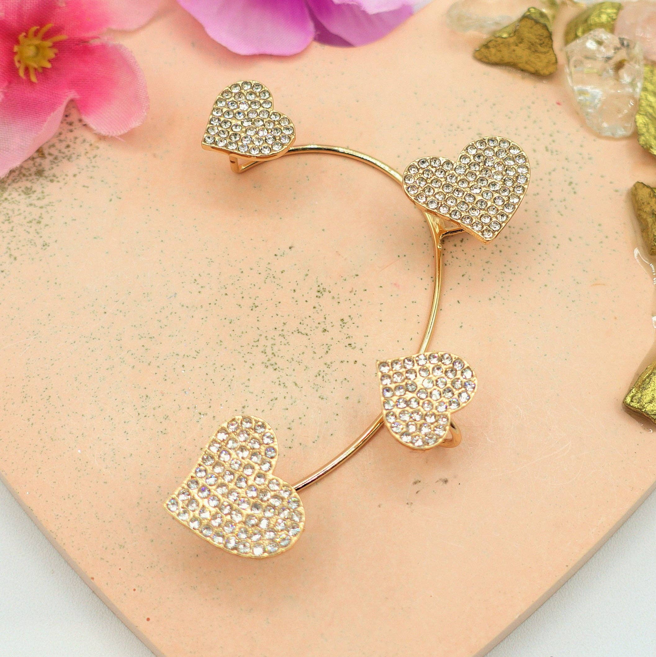 Daemon srls - Wholesale Cuff/Wrap Earrings - QUERIDA ~ EARCUFF mono orecchino con cuori in cubic zirconia7