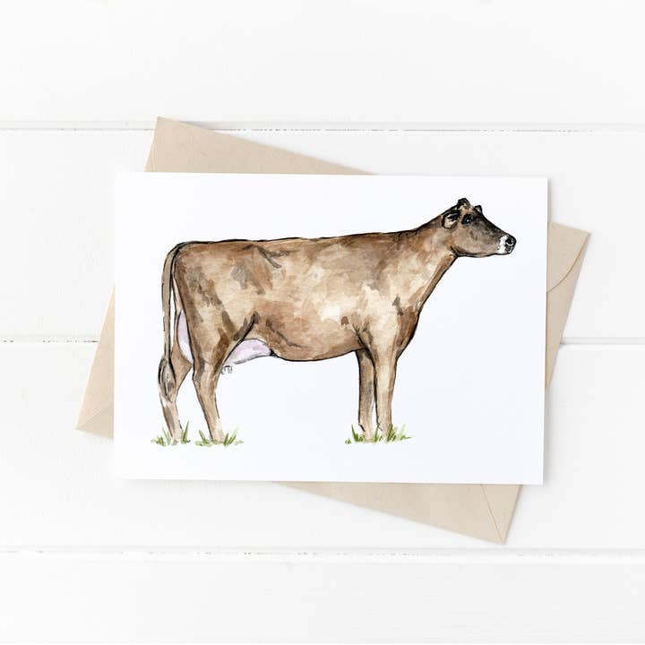 The Cranberry Finch - Venta al por mayor Tarjetas de felicitación - Tarjeta de felicitación Jersey Cow