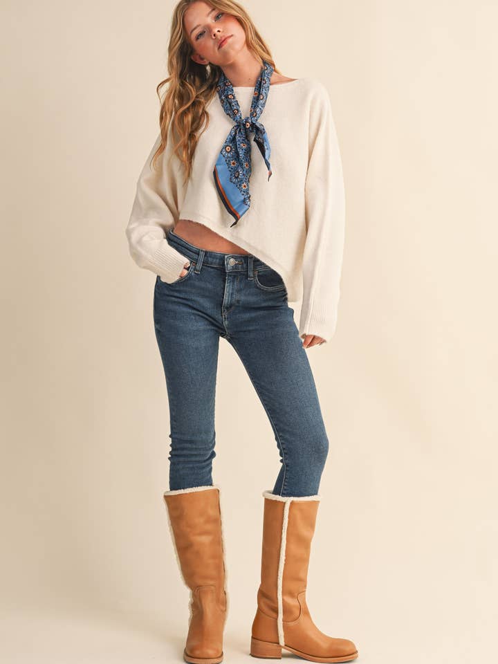 &MERCI - Wholesale Knit Sweater - Women's - ASYMMETRICAL HEM SWEATER MSW1096419