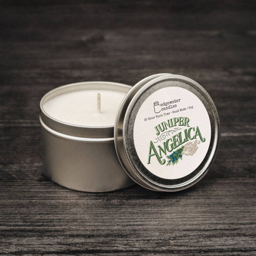 Edgewater Candles - Wholesale Travel Candles - Juniper Angelica Travel Tin