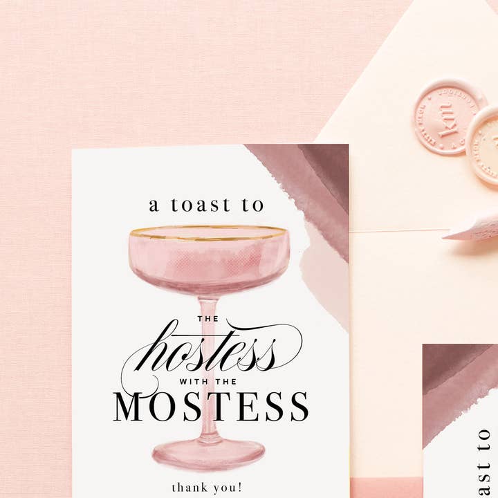 Kitty Meow Boutique - Wholesale Thank You Card - Hostess with the Mostess - Champagne Thank You Greeting Card3