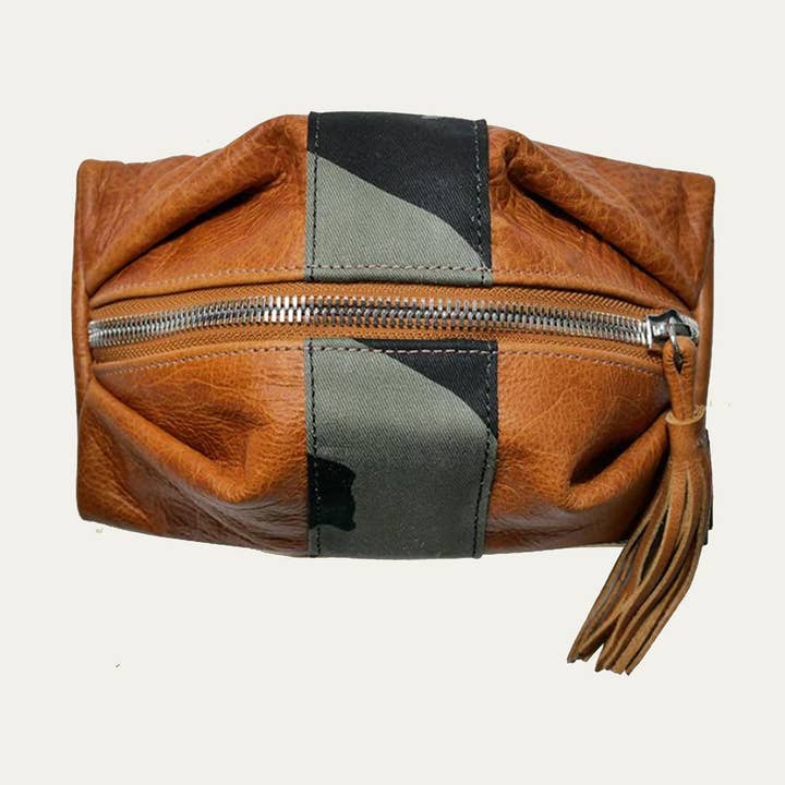 Bolsa de Viagem em Couro Conhaque com Frisa Camo por atacado de Paulyjen