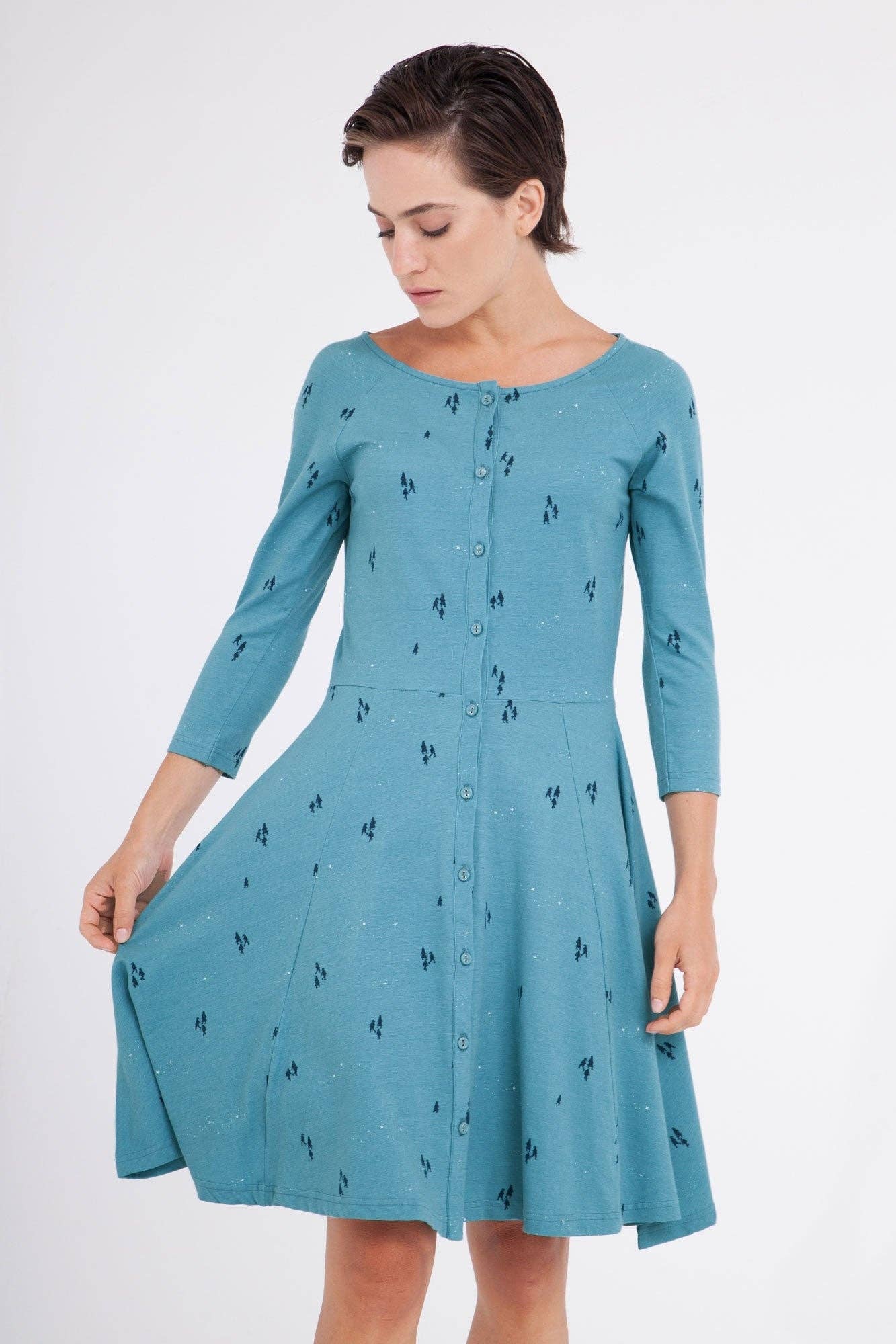 Celine opal blue ranglan sleeve dress. for wholesale on Faire0