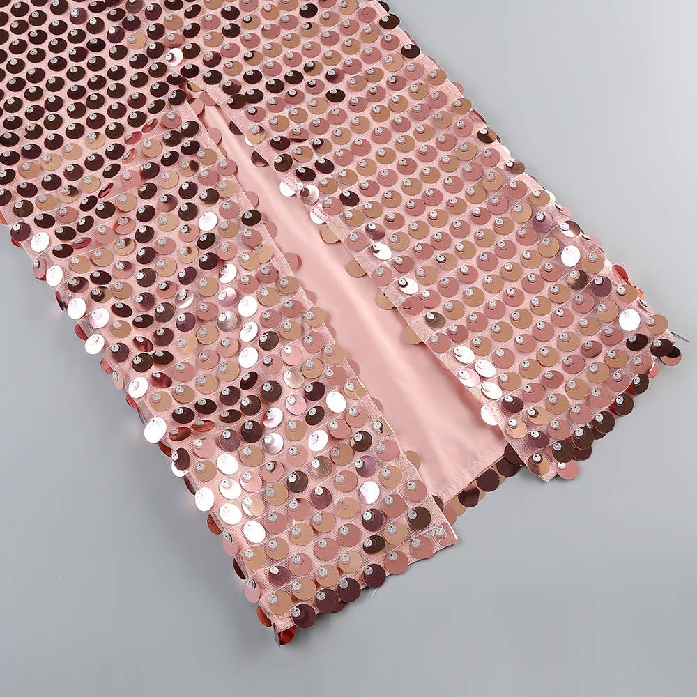 Pink DR0176 Sequin Splendor: Chic Party Slit Dress for wholesale on Faire7