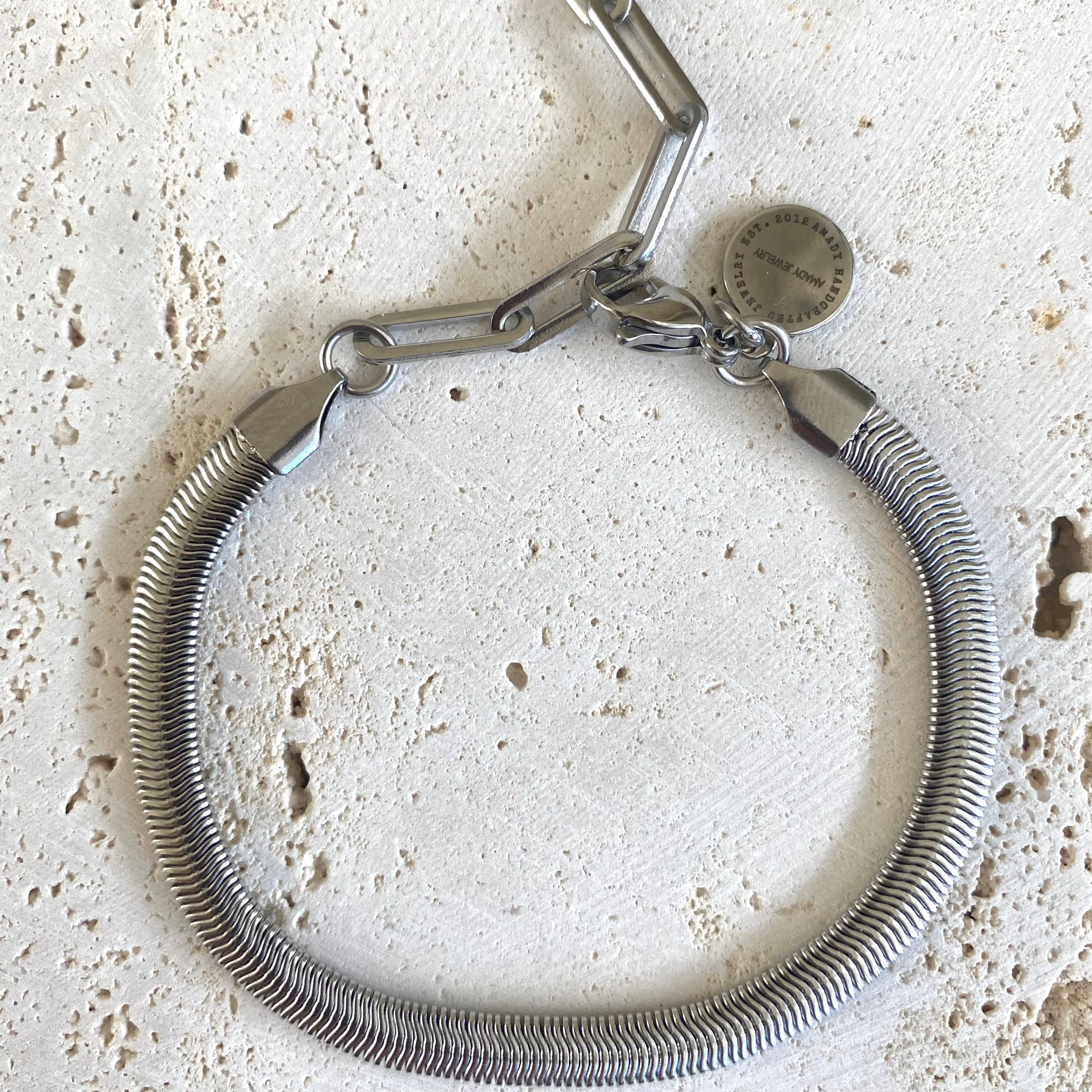 Amady Jewelry - Wholesale Link & Chain Bracelet - Silver Bracelet Herringbone Snake chain stainless steel 316L2