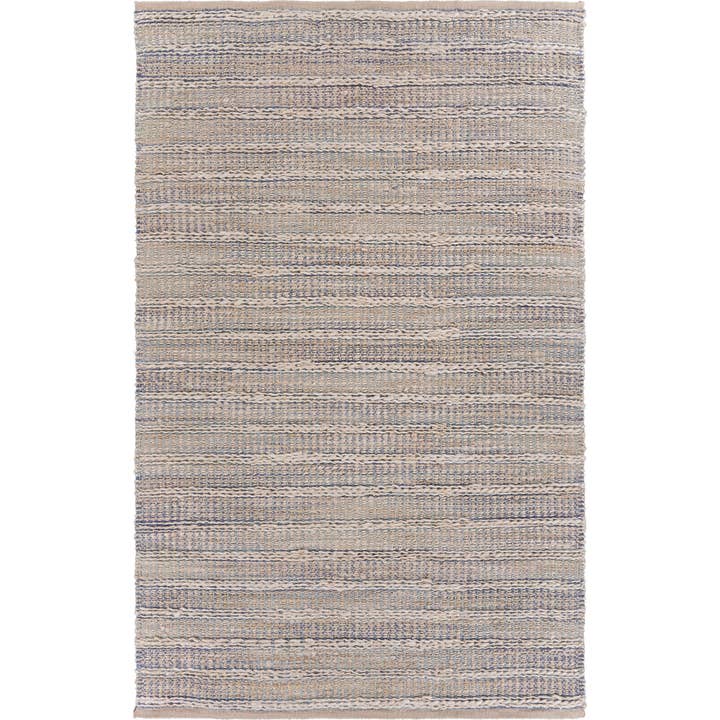 Blessie Blue/ Natural Ivory Stripe Jute Indoor Area Rug for wholesale by LR Home