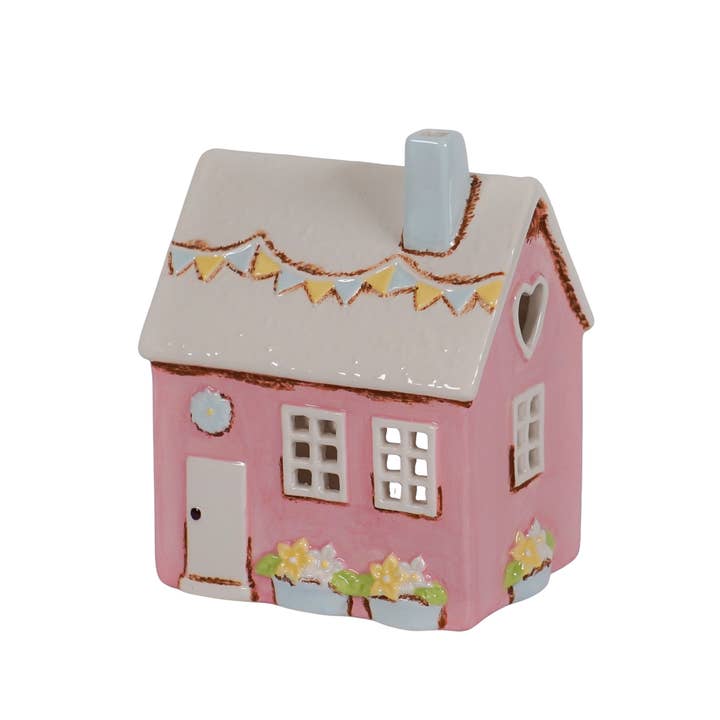 Casa de suporte para velas de chá em cerâmica rosa Country 15,5 cm I por atacado de Isabelle Rose