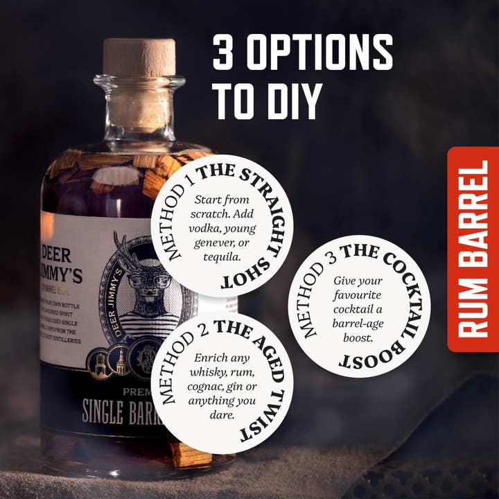 Deer Jimmy's® – wholesale DIY drink kit – Deer Jimmy's® DIY Rum Gift Set – Jamaican Rum Barrels6