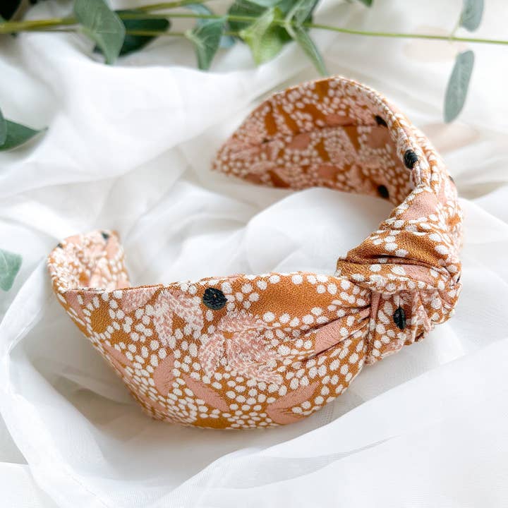 Womens Headband, Mustard Spot Hair Accessory Luxury Hairband for wholesale by Nine Designs Ltd