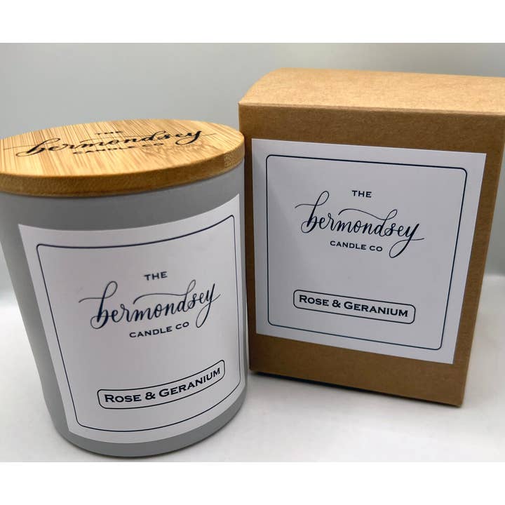 The Bermondsey Candle Co - Wholesale Jar/Filled Candle - Rose & Geranium Hand Poured Luxury Soywax Scented Candle