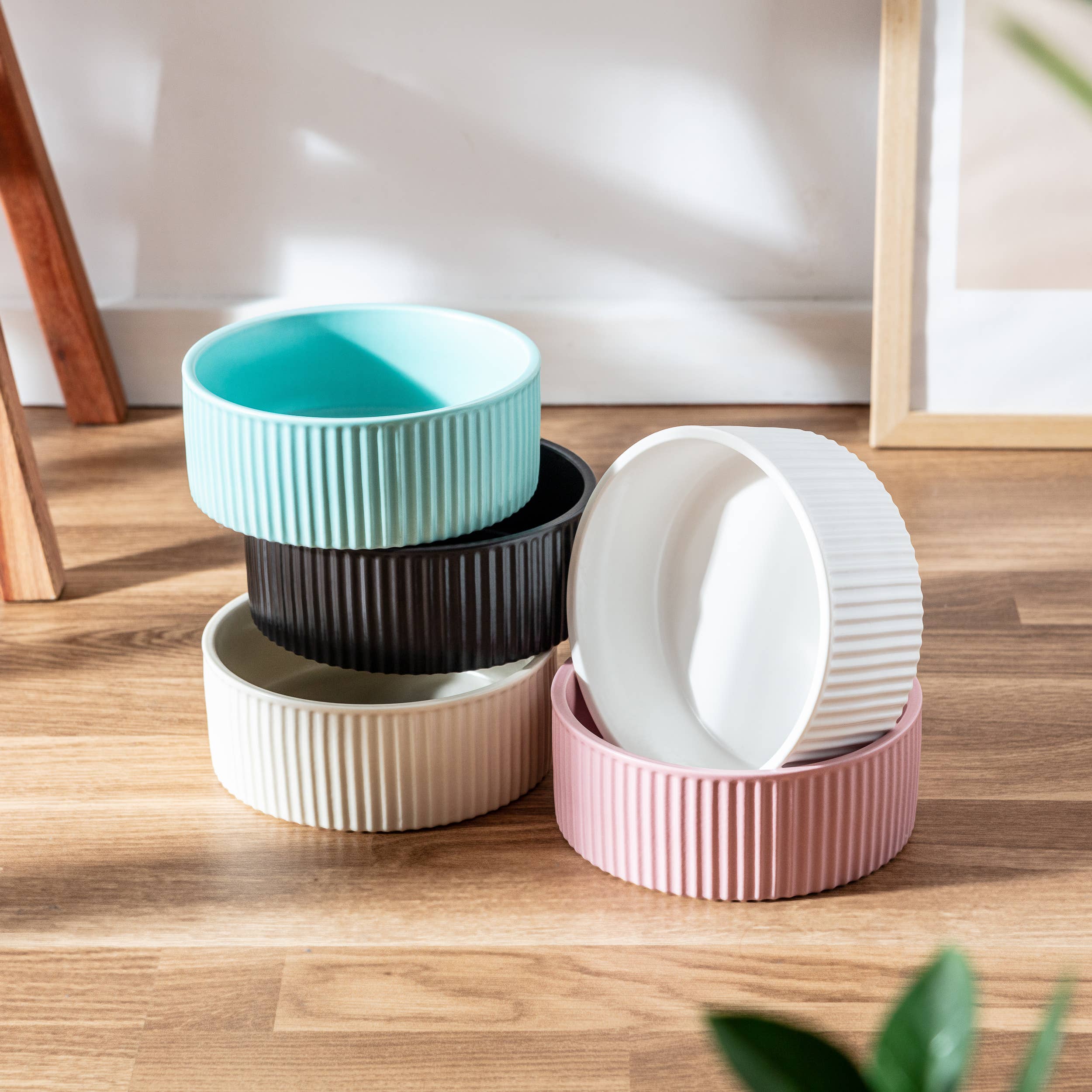 Park Life Designs - Wholesale Pet Bowl - Cat/Dog - JARDIN Ribbed Pet Bowl Collection – Modern Matte Exterior14