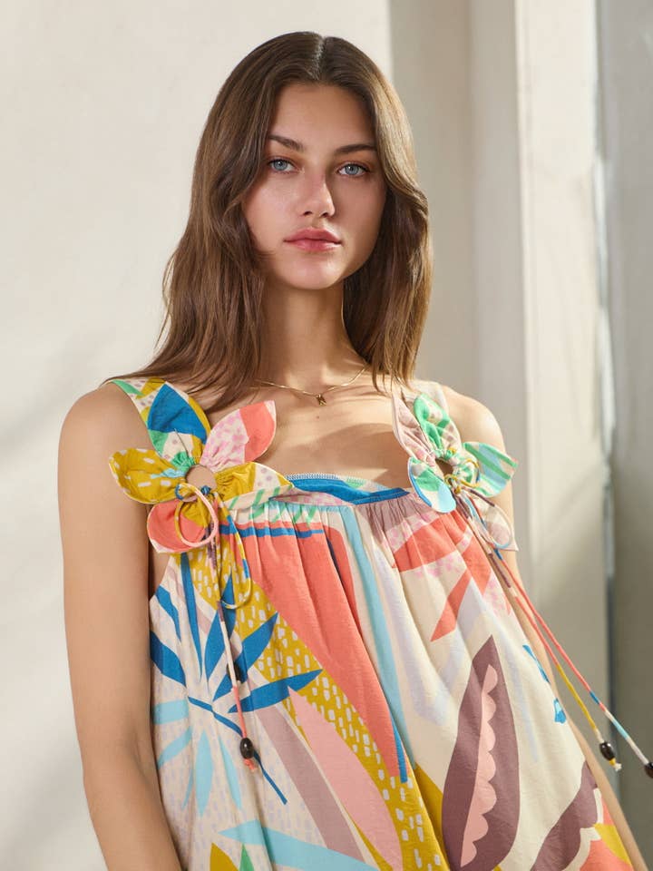 Robe sans manches imprimée tropicale pour la vente par Oddi