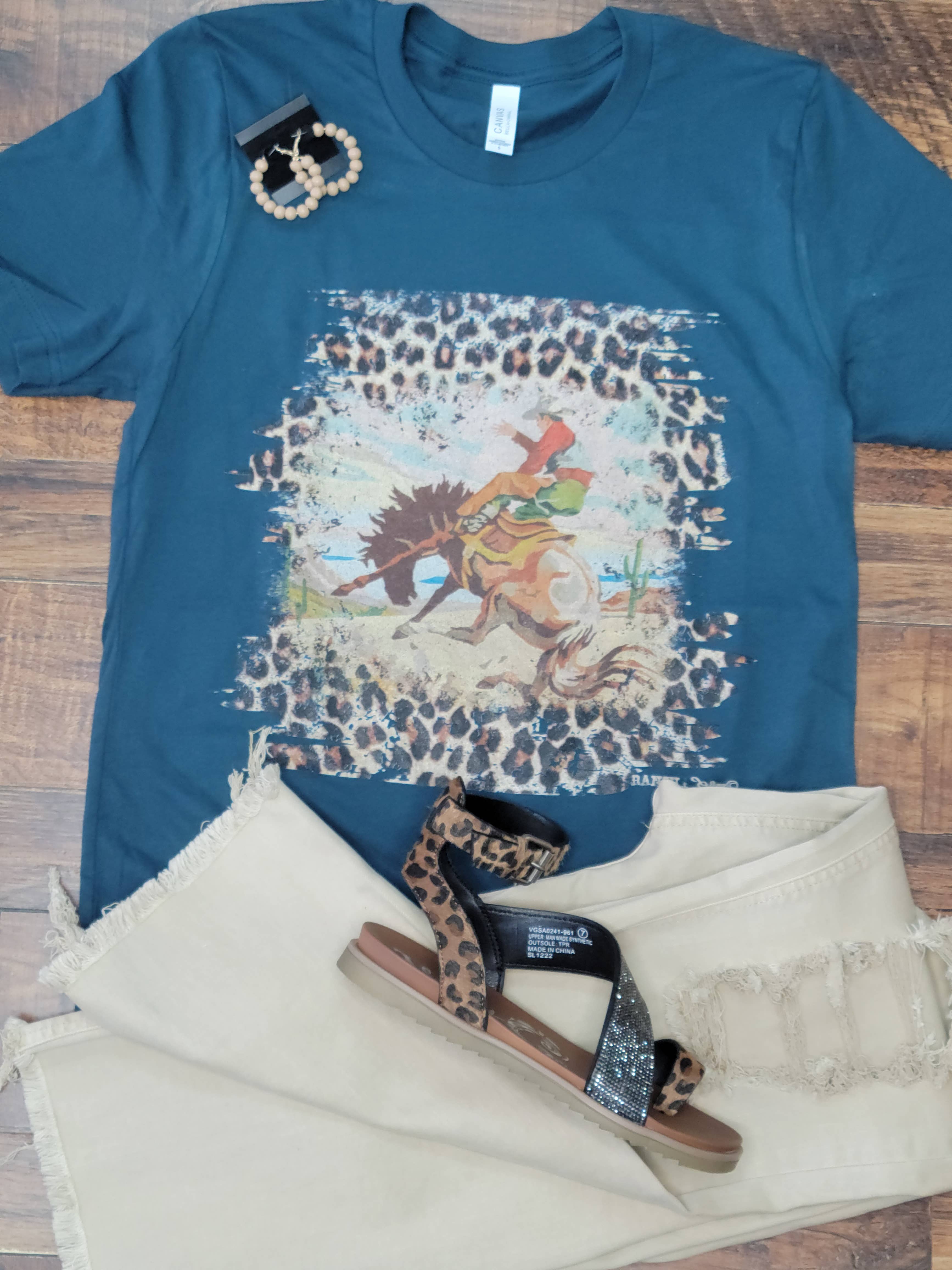 Ranch Swag - Wholesale T-Shirt (Graphic) - Women's - Leopard Bronc Graphic Tee6