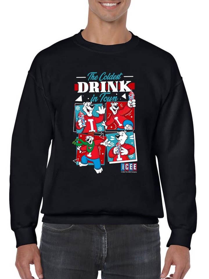 Officially Licensed ICEE Coldest Drink In Town - Bear Retro Cool Graphic Men's Sweatshirt for wholesale by Snack Tees