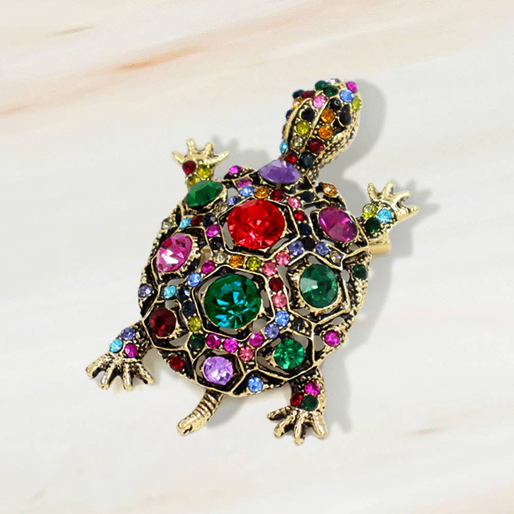 Sensibling Corp. - Venta al por mayor Broches - Broche de Tortuga Marina Adornado con Piedras de Imitación9