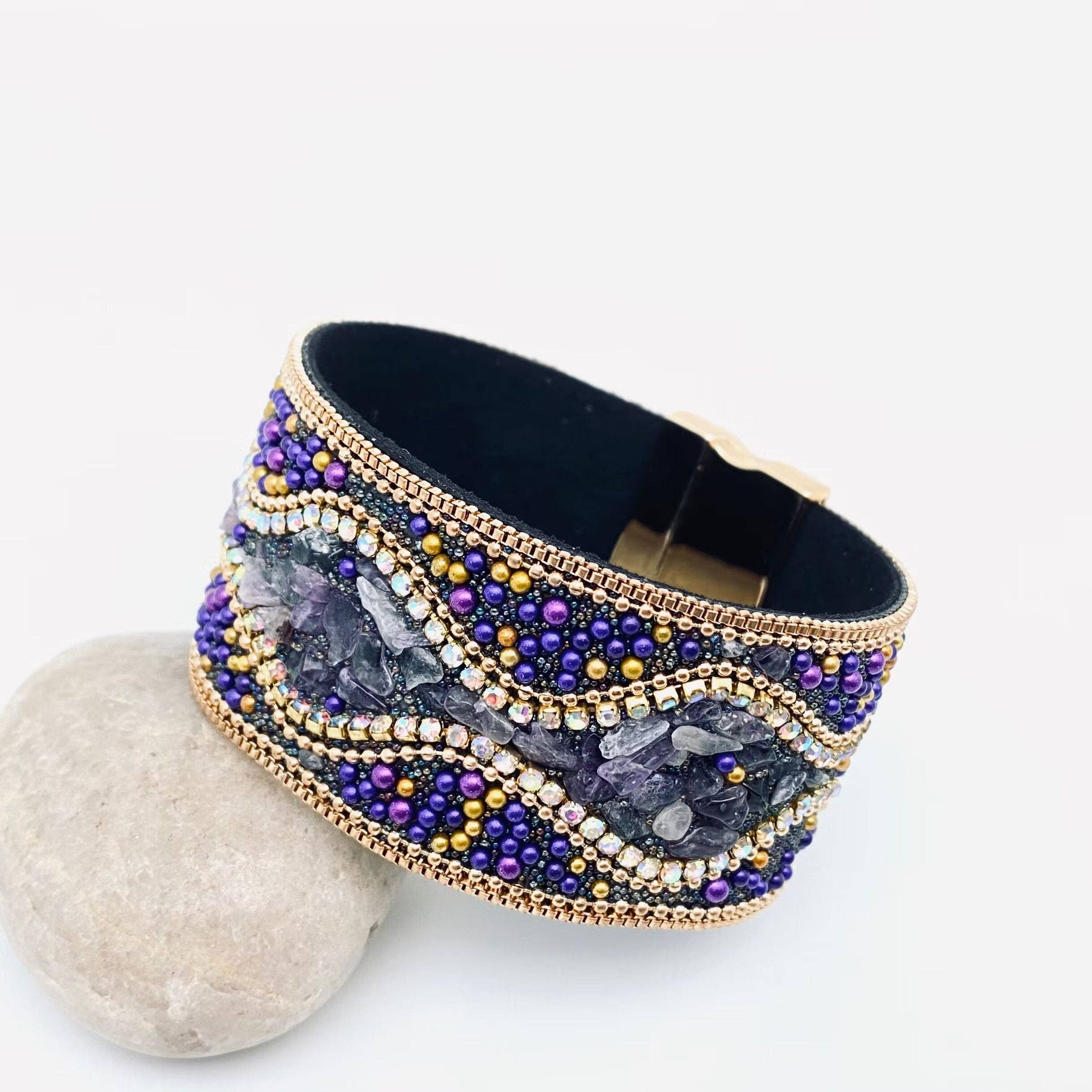 Mio Queena - Wholesale Bangle Bracelet - Boho Handmade Gravel Beads Magnetic Buckle Bangle - BJ/LB/CS8