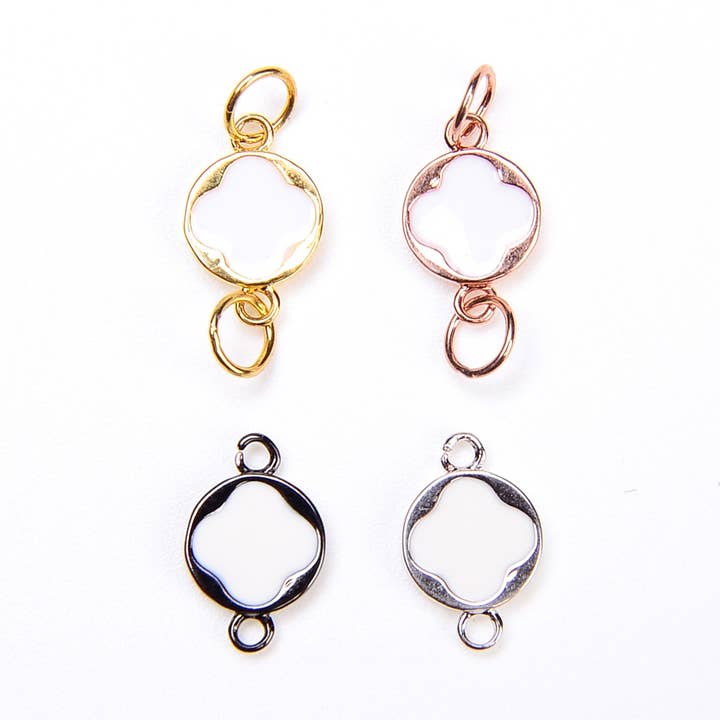 Connecteur à breloques en forme de trèfle quadrilobé rempli d'or, CN065 pour la vente par Beads Creation