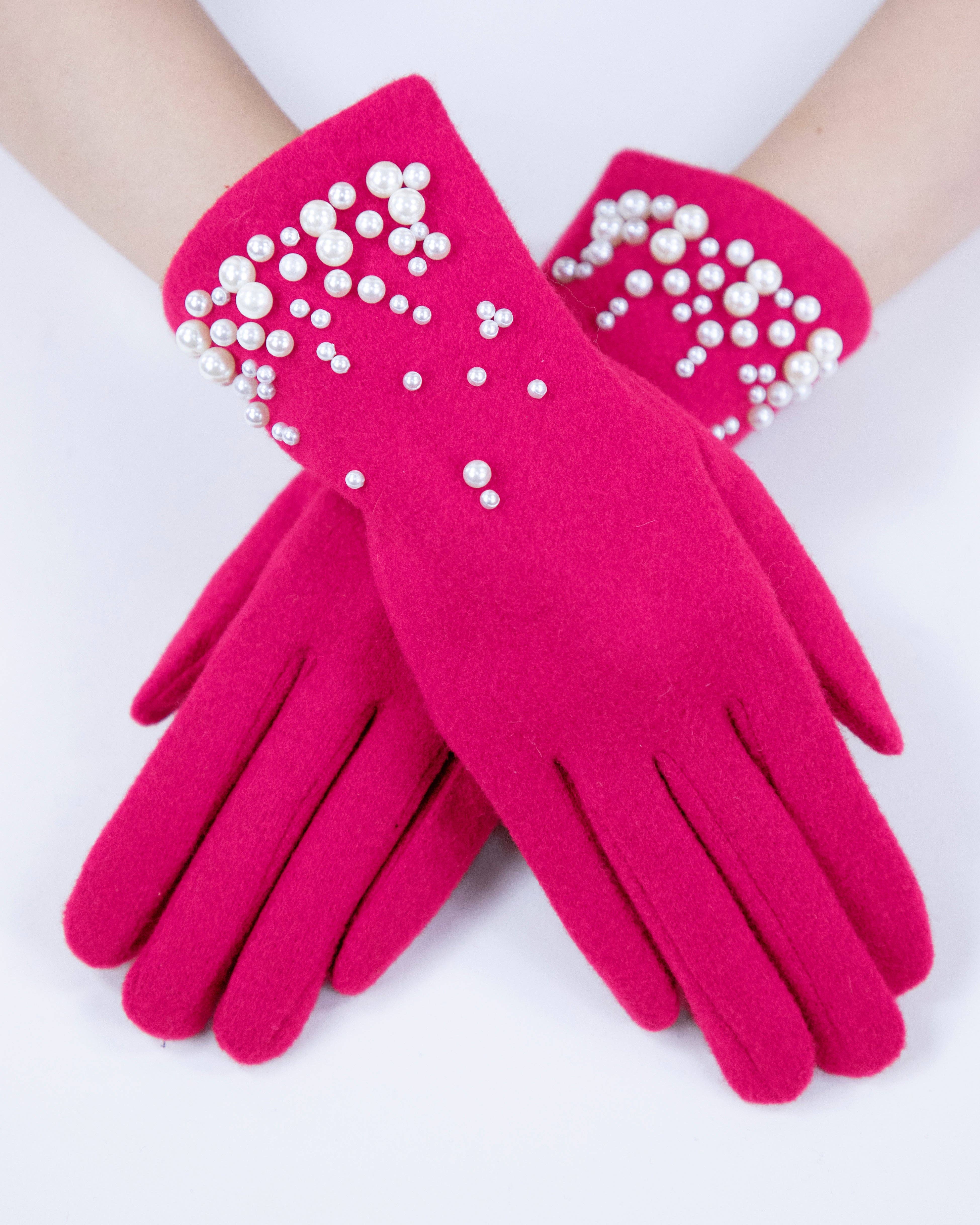 Original USA - Wholesale Gloves - Women's - Wool Felted Gloves w/ Pearls  (TS)3