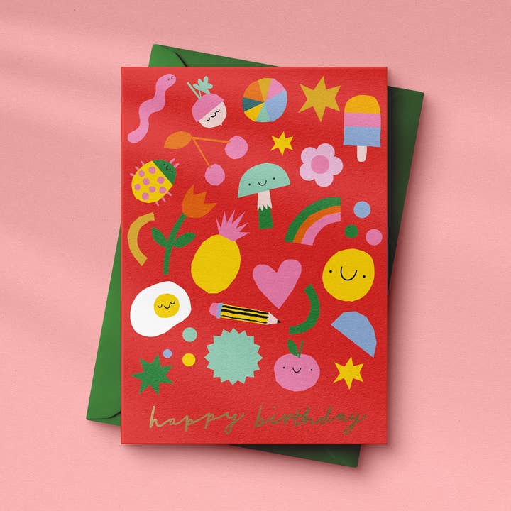 Lustige handgefertigte Geburtstagskarte A6 mit Folienprägung für den Großhandel von Lula + Rose