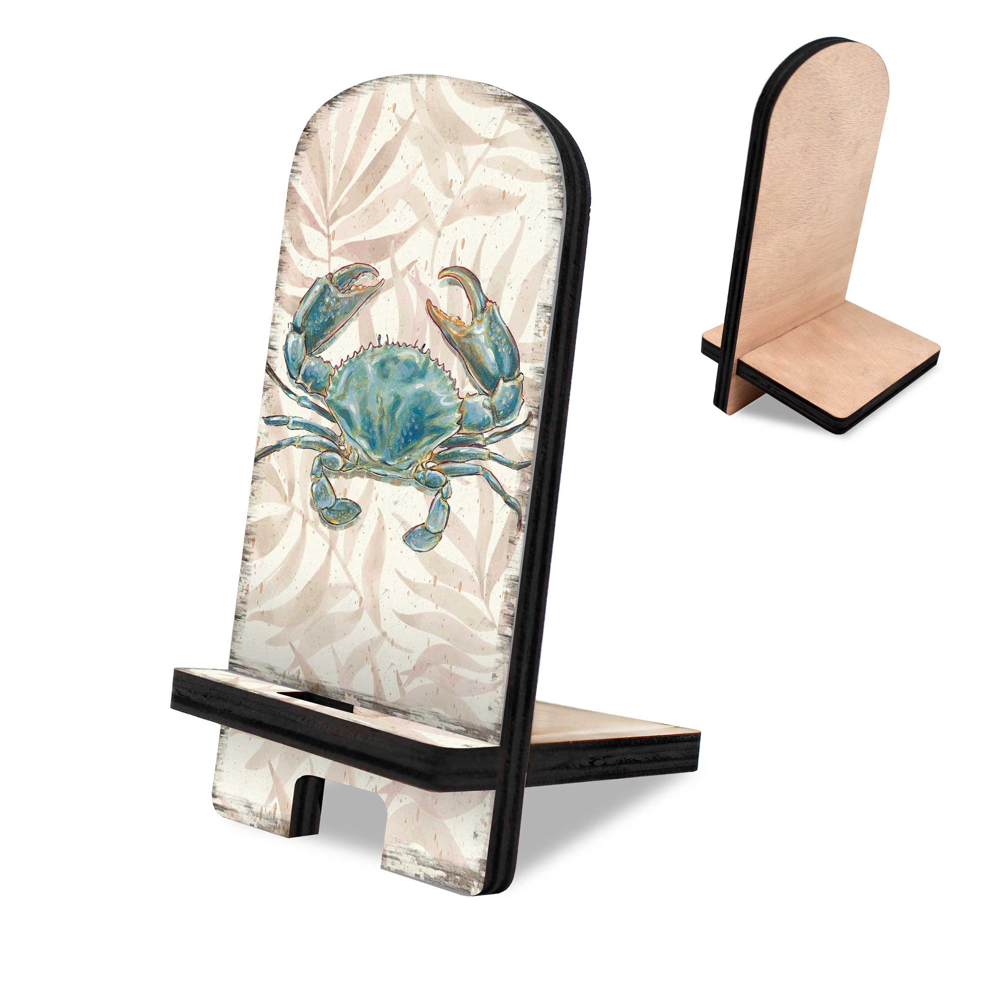 Designocracy - Wholesale Phone/Tablet Stand - Vintage Crab Coastal Phone Stand | Wood Charging Station1