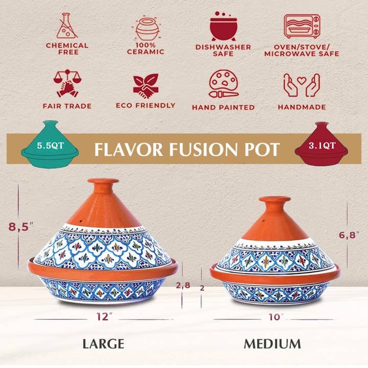 Kamsah – wholesale Cooking pot – Bohemian Supreme Turquoise Large Tagine Pot