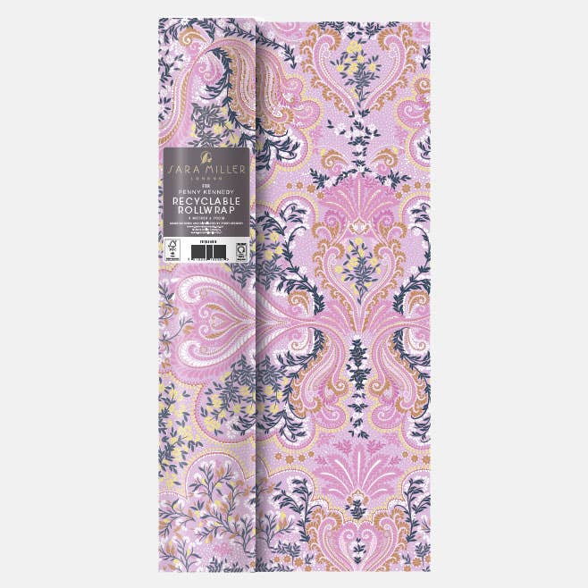 Iced Pink Decorative Filigree Roll Wrap - Case of 12 for wholesale by Sara Miller London