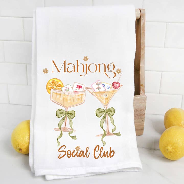 The Preppy Pineapple Home - Wholesale Tea Towel - Mahjong Social Club Tea Towel0