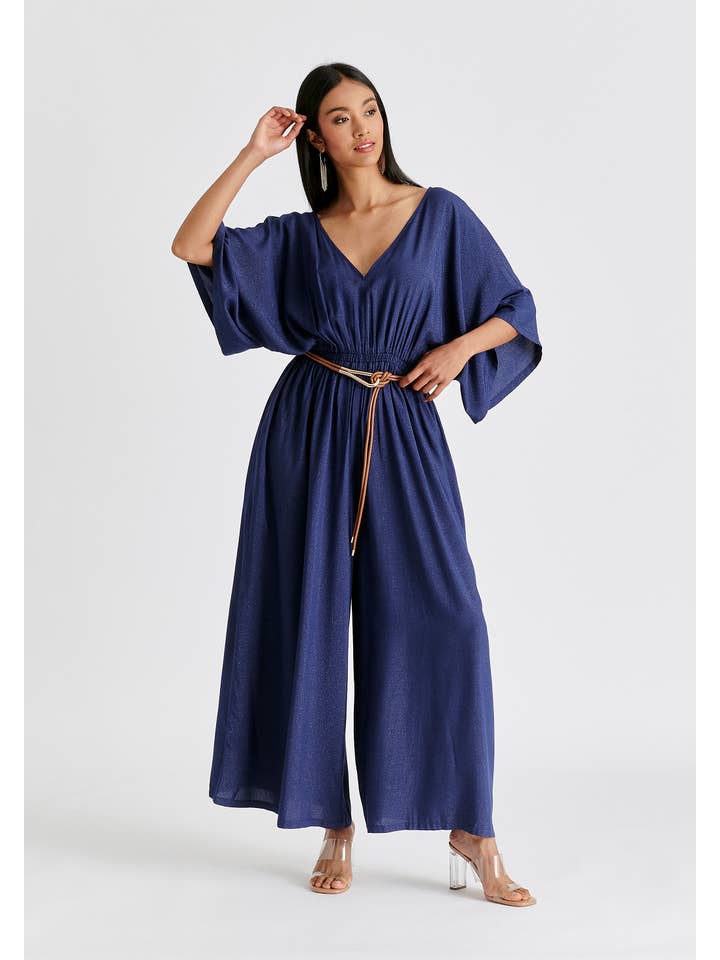 Paisie - Wholesale Jumpsuit - Women's - Sparkled Wide Leg Jumpsuit with Belt1
