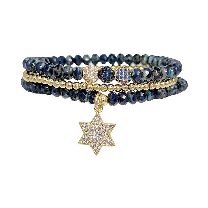 Leah Navy Estrela de David Conjunto de Pulseiras com Contas por atacado de Love, Lisa