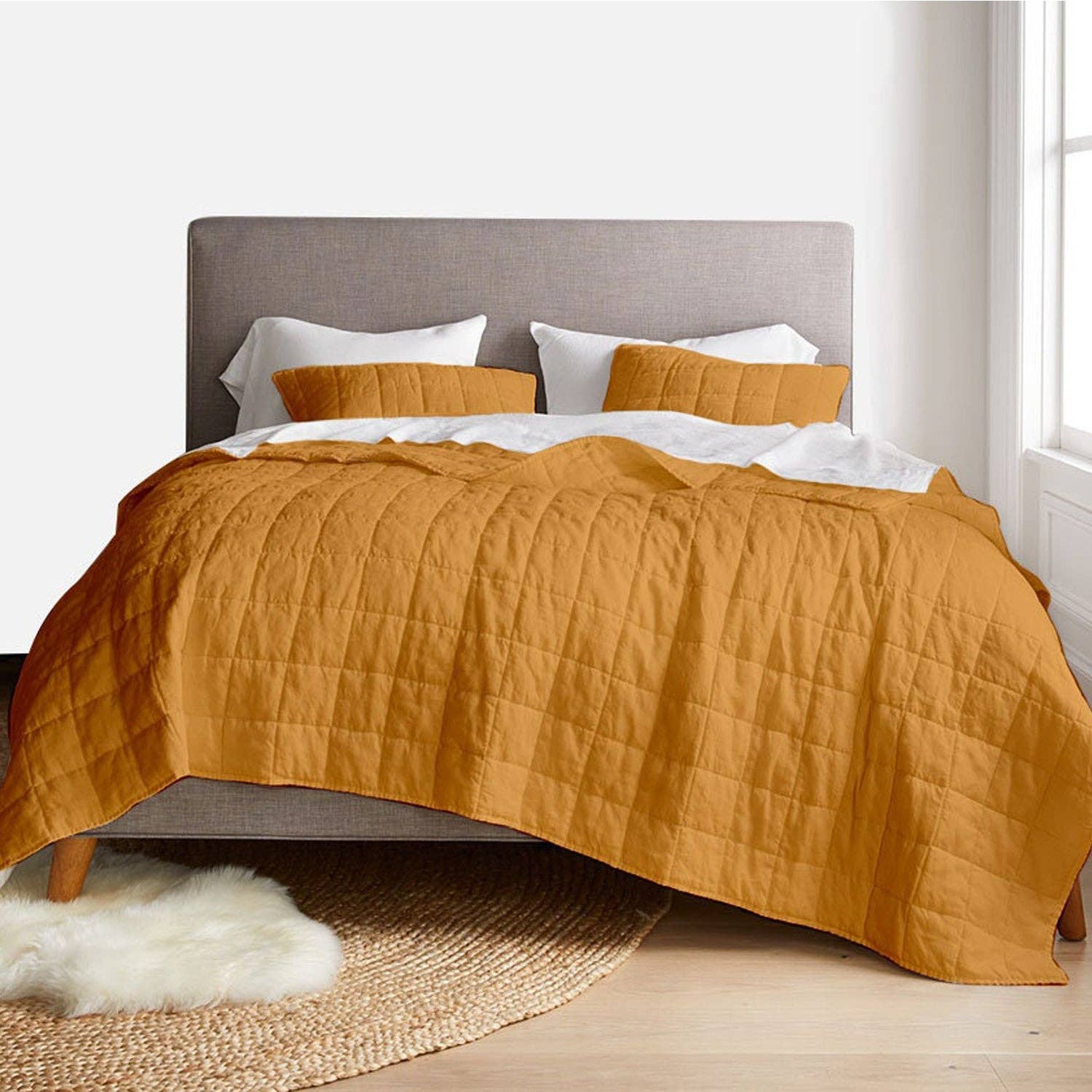 The Tangerine Store - Wholesale Bedding Set - Box stitch - Linen Cotton Quilt Sets0