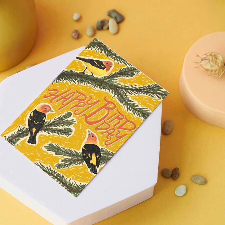 Birdday Card for wholesale by Black Moss Studio