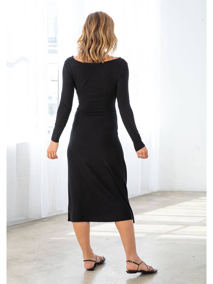 Lovestitch - Wholesale Dress - Women's - Chic Bamboo Micro Rib Knit Midi Dress9