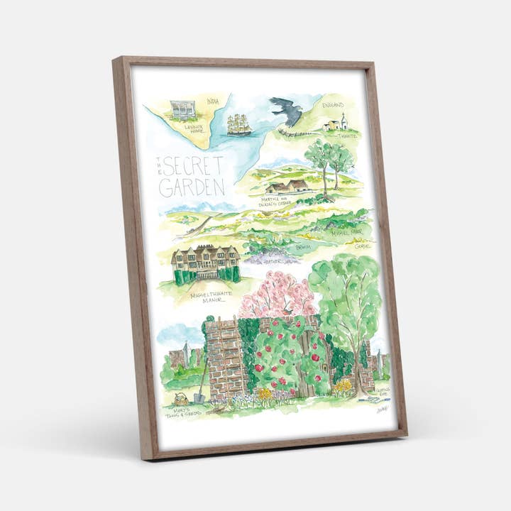Elizabeth Wade Studio - Wholesale Art Print - Secret Garden Watercolor Story Map Art Print