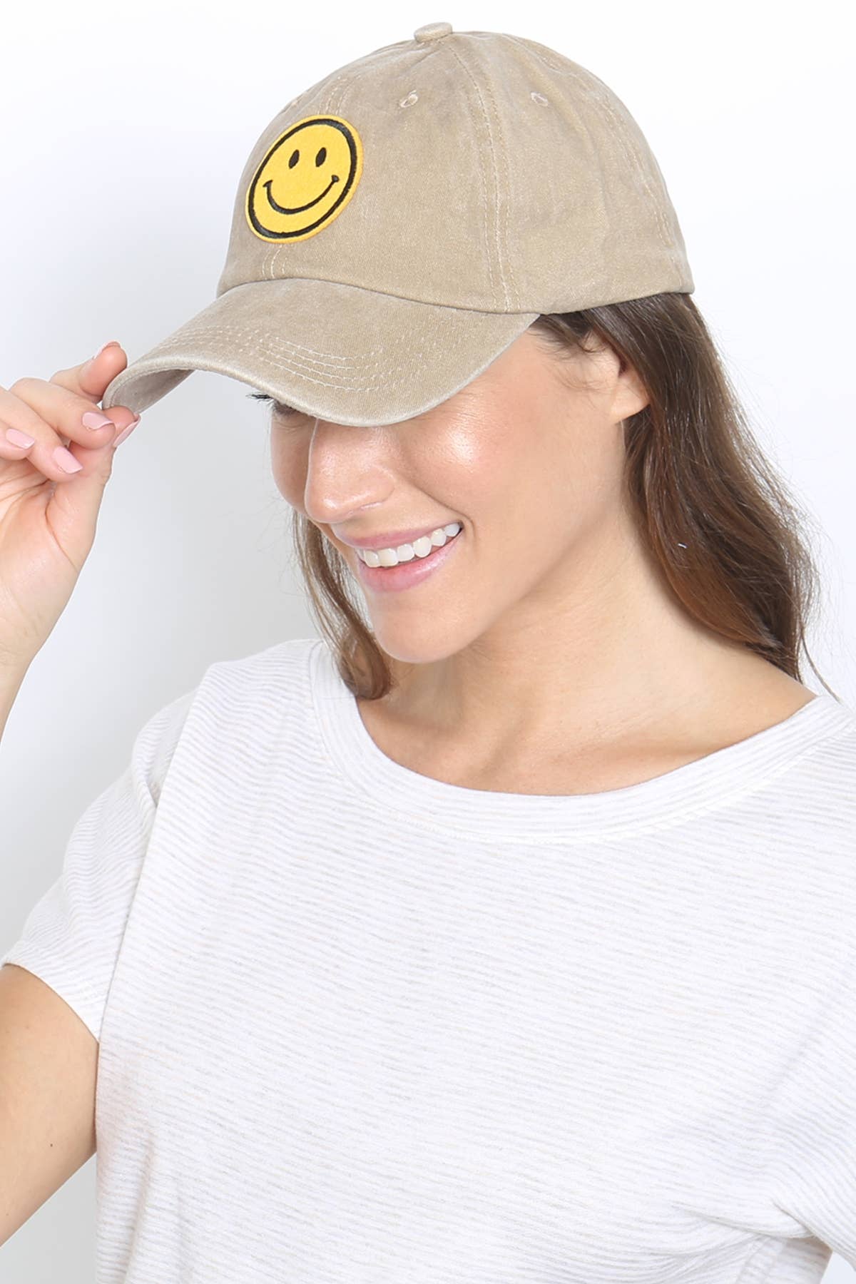 Love and Repeat - Vente Casquette de baseball – femme - CASQUETTE TENDANCE DÉLAVÉE À L'ACIDE SMILEY10