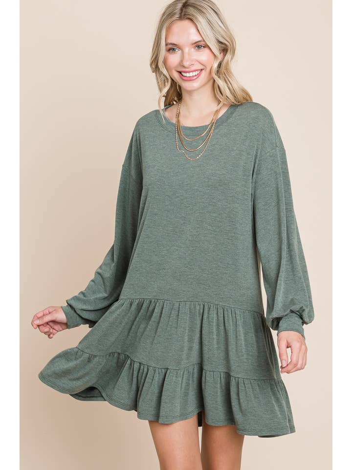 Emerald Collection - Wholesale Dress - Women's - ETK-8652-PL Plus Size Babydoll Tiered Ruffle Dress3