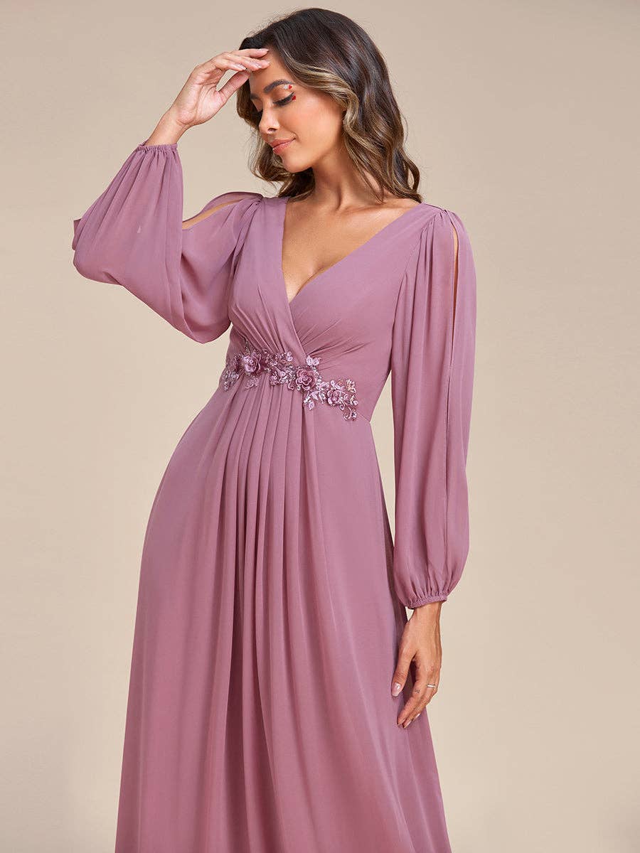 Ever-Pretty - Vente Robe de soirée – femme - Robes formelles à manches longues et à manches lanternes, longueur au sol3