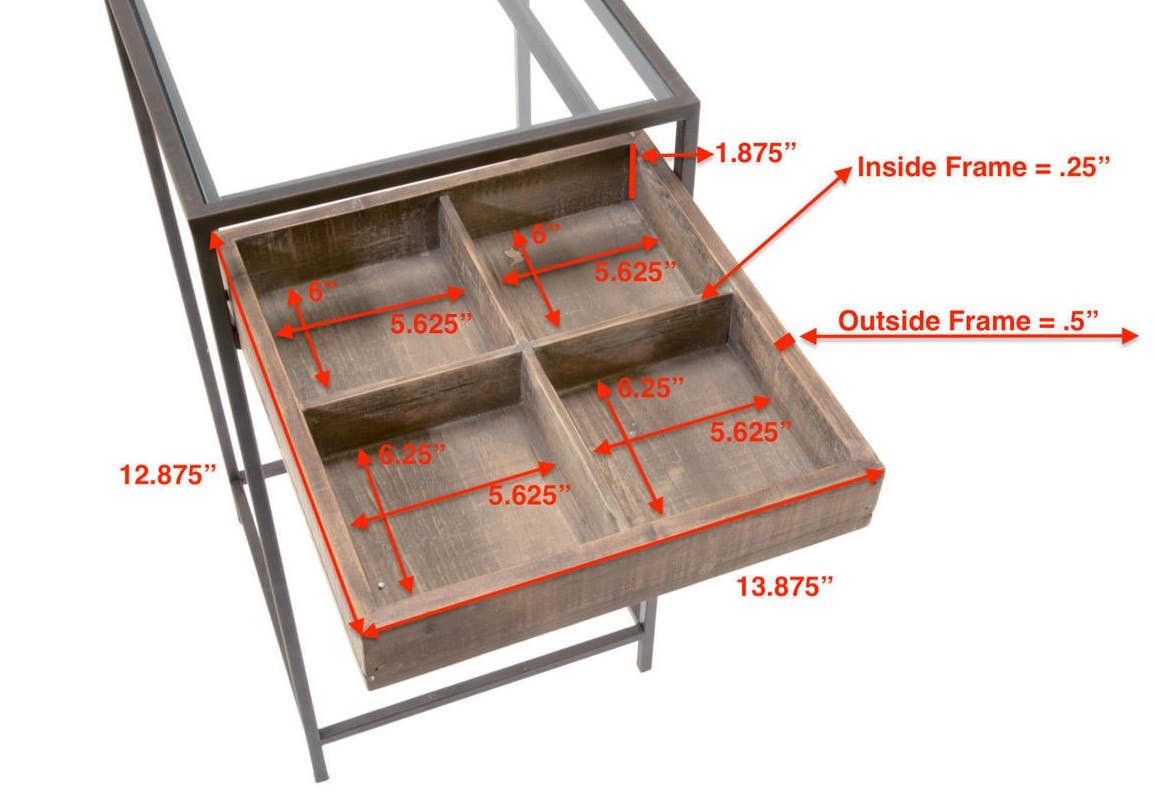 Tripar International – Engroshandel Tebord – Sæt med 2 sideborde med glas Top Opbevaring Skuffe5