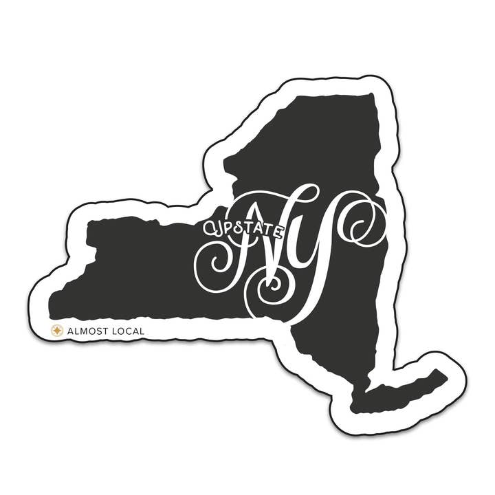 Upstate New York Script Sticker for wholesale by Almost Local