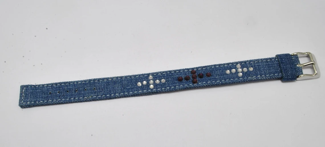 Declic - Vente Bracelet jonc - Bracelet jeans et cristaux 16F, vente par 5 modèles assortis8