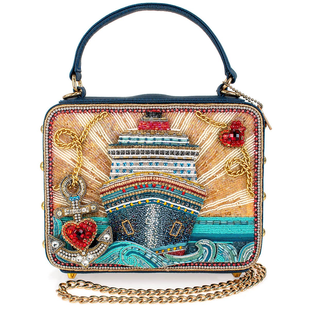 Mary Frances Accessories - Wholesale Top Handle Bag - Women's - Full Steam Ahead Beaded Cruise Ship Top Handle Handbag0