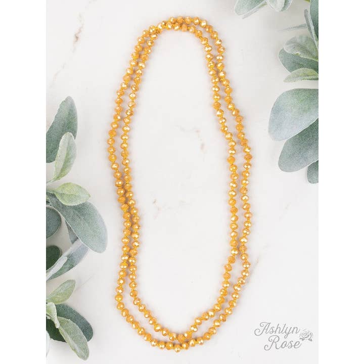 MY 90" Double Wrap Beaded Necklace, Mustard 8MM for wholesale on Faire