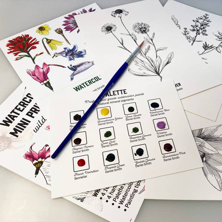 Watercolor Mini Print Kit - Wildflowers for wholesale by Madrona Press