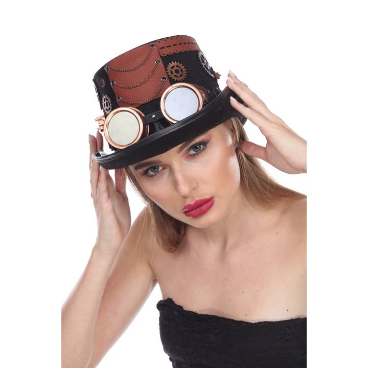 Western Fashion - Wholesale Bowler Hat - Women's - Steampunk Hat with Goggles - Copper5